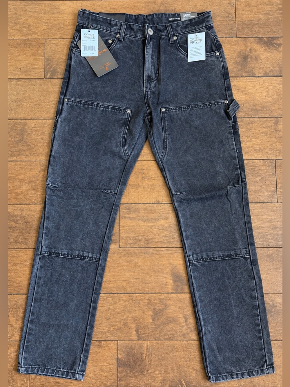 Copper Rivet Washed Black Carpenter Jeans Slim Straight NWT
